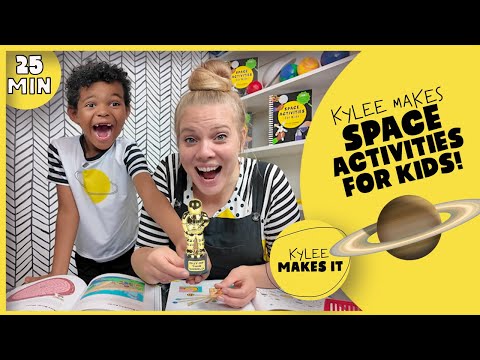 Kylee Makes Space Activities for Kids! | Activity Book Challenge with Dax!