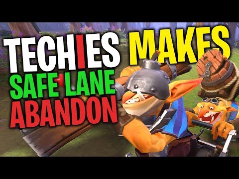 Techies Wins Safe Lane Via ABANDON - DotA 2 Funny Moments