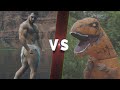 MUSCLE BEASTS vs DINOSAUR | survival fighting with two handsome muscle boys
