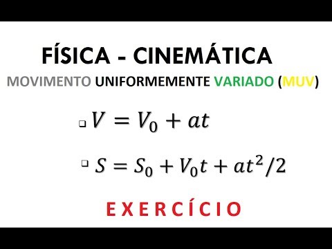 FÍSICA - CINEMÁTICA: EX. MOVIMENTO UNIFORMEMENTE VARIADO: V=V0+at  S=S0+V0t+at^2/2 (aula 13)
