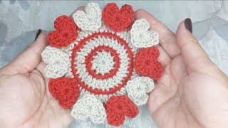 Pretty Crochet Hearts 💕 Coaster