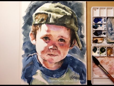 REAL TIME Loose Watercolor Portrait Painting, Baby Boy, Demo, Christine Karron #watercolorportrait