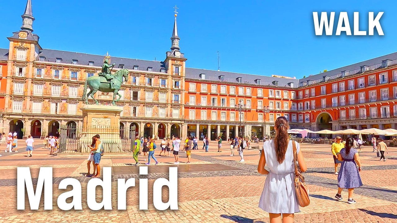 Immersive street-level walking tour through Madrid, Spain, showcasing authentic urban landscapes, local architecture, and the vibrant atmosphere of the city's neighborhoods
