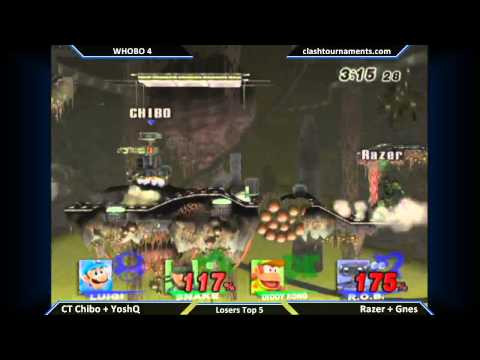 WHOBO 4 - Gnes + Razer vs CT Chibo + YoshQ - Losers Quarters Part 2 - SSBB