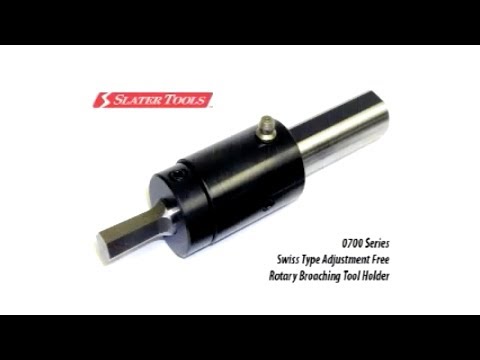 Swiss type rotary broaching tool holder