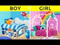 GIRLS VS BOYS SUPER CHALLENGE || Funny Room Makeover! Cool Pranks By 123 GO! TRENDS