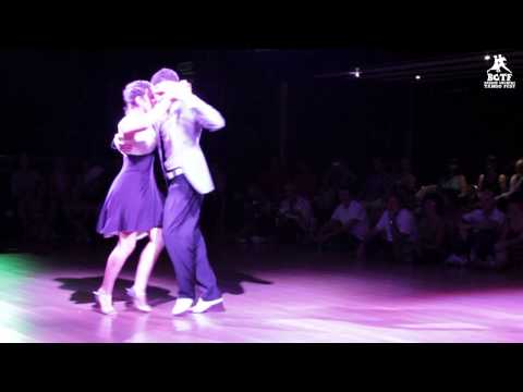  Bruno Tombari  and  Rocio Lequio  are  dancing  to  a  vals