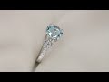 Aquamarine ring, 18 kt white gold with diamonds “Fleur” Video 1