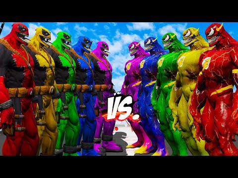 TEAM DEADPOOL-VENOM COLOR VS TEAM FLASH-VENOM COLOR - EPIC SUPERHEROES WAR