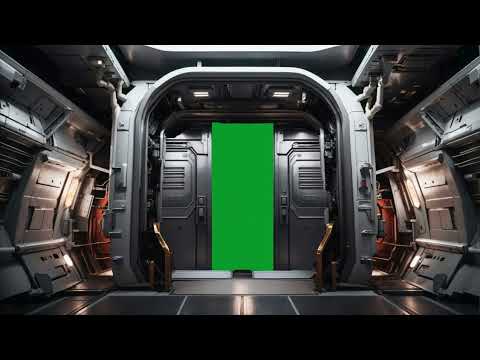 Spaceship door 6 - Opening & closing (Green screen royalty free footage) with sound