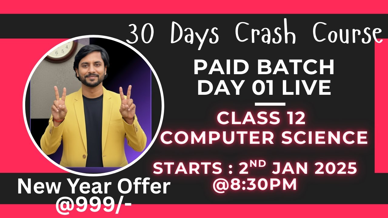 30 Days Crash Course | Computer Science Class 12 | CBSE 2025