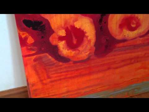 Red contemporary abstract painting on canvas by Hardeep - Nature in Red