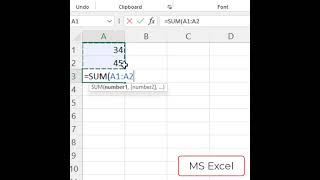 Adding Numbers in MS Excel