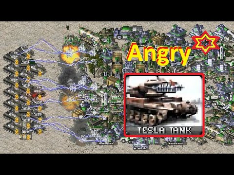 Making 20 Tesla Tanks *Angry* (Fully Upgraded): Red Alert 2