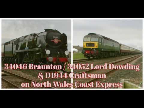 Prestatyn 02.06.2018 - 34046 Braunton / 34052 Lord Dowding & D1944 on North Wales Coast Express