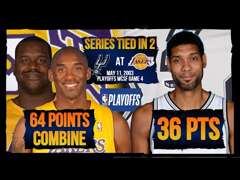 MVP Tim Duncan Vs Kobe Bryant & Shaquille O'Neal - Spurs at Lakers - 2003 Playoffs WCSF Game 4