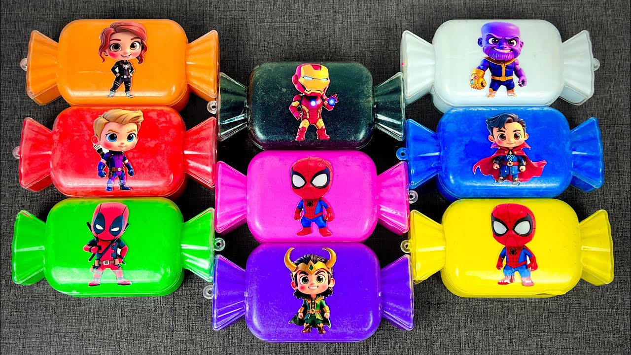 Candy Slime Hunt with Marvel Heroes! (Spider-Man, Hulk, Iron Man, Superman) Satisfying ASMR Surprise