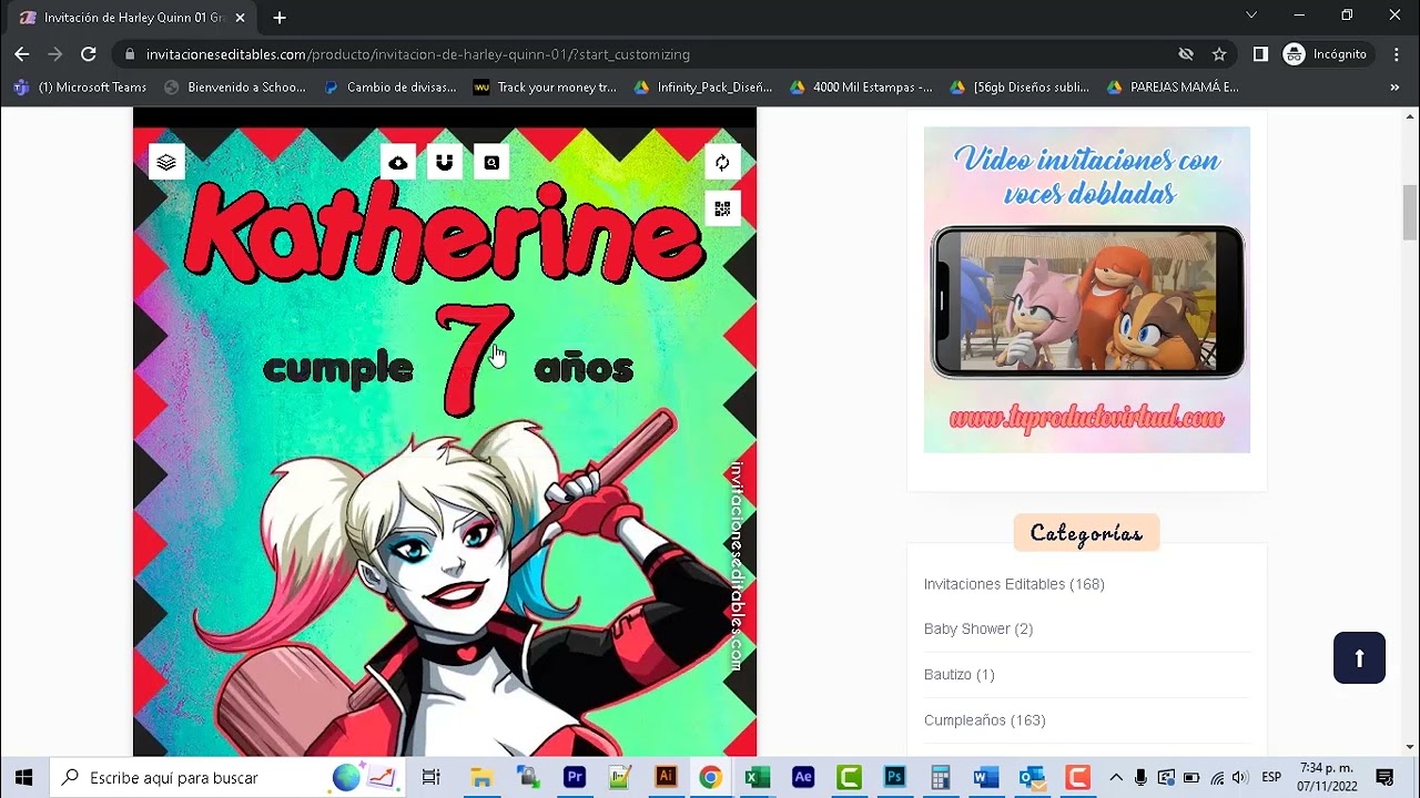 Cómo hacer una invitación digital de Harley Quinn, fácil y gratis