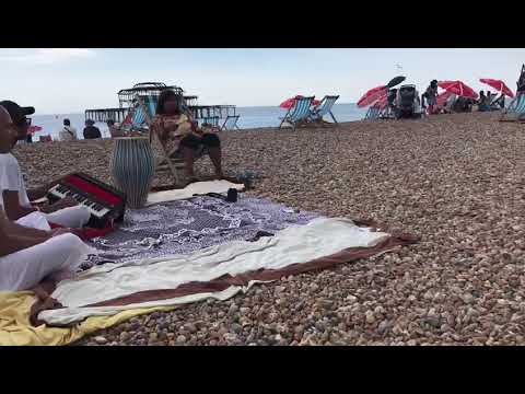 Kirtan begins at Brighton beach