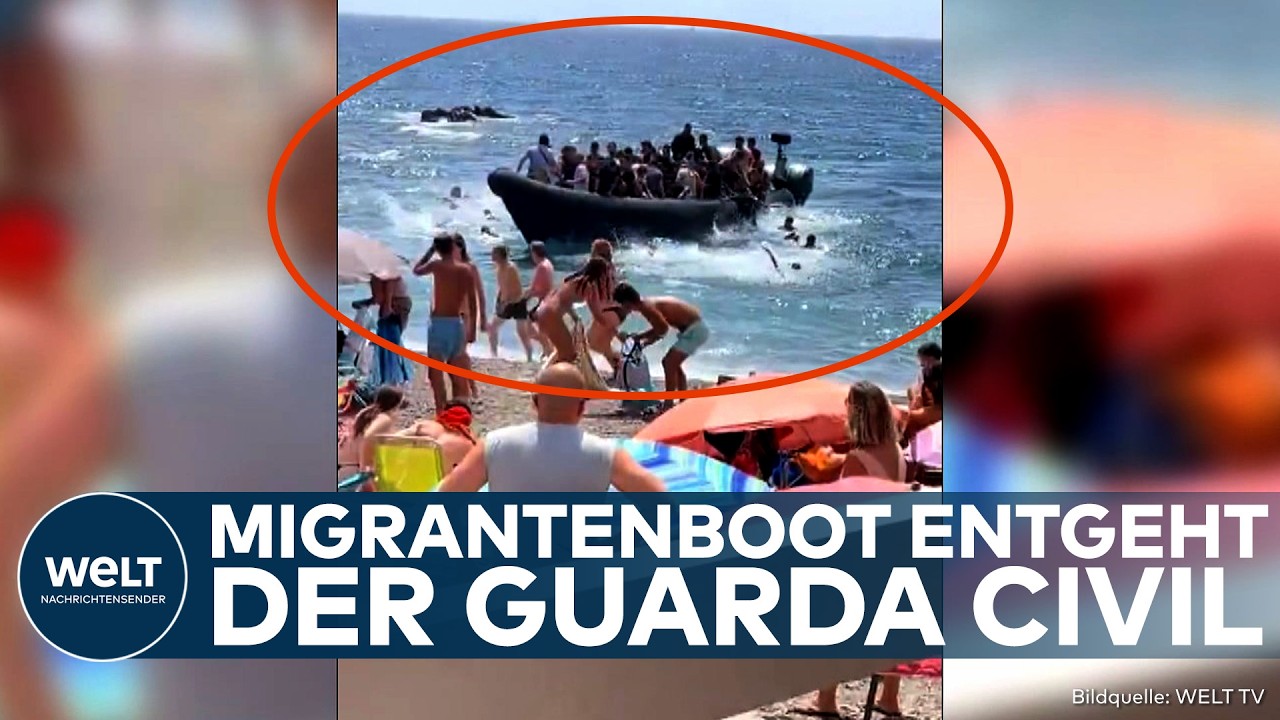 DRAMA IN SPANIEN: Entspannter Badeurlaub – Plötzlich taucht ein Migrantenboot am Strand auf