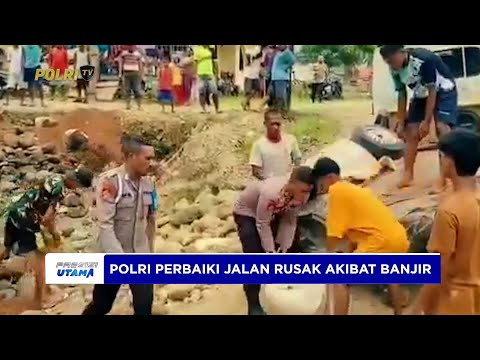 POLSEK SULABESI BARAT PERBAIKI JALAN BEKAS BANJIR