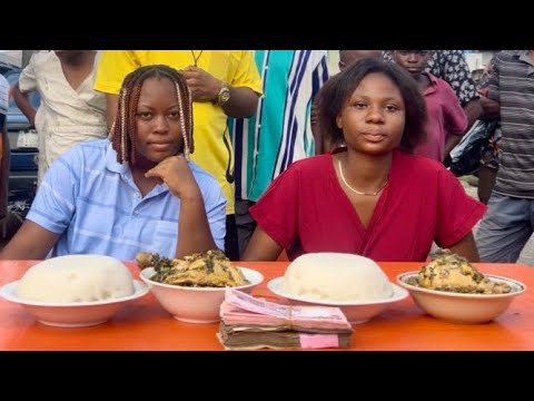 EATING COMPETITION FIRST WOMAN TO FINISH FUFU AND OKRO SOUP WIN 100,000
