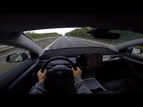 Ausfahrt im 2021 Tesla Model 3 Standard Range Plus mit 306 PS - POV / Fahrerperspektive