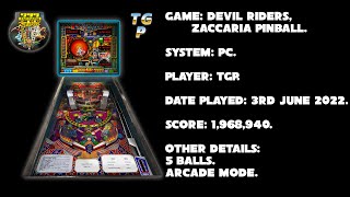 Devil Riders - Zaccaria Pinball - Arcade, 5 balls - 1,968,940 points.