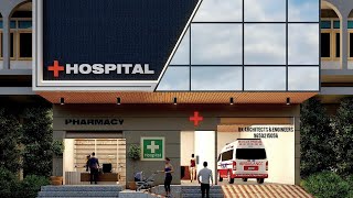 Modern Small Hospital 3D Elevation Design | Compact Healthcare Archite
