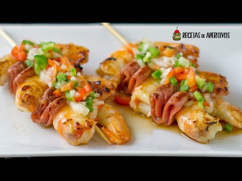 BROCHETAS de LANGOSTINOS y BACÓN - PINCHOS FÁCILES #17