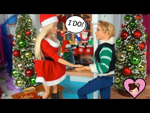 Ken Proposes to Barbie in The Dollhouse Christmas Party - Barbie Wedding Dress