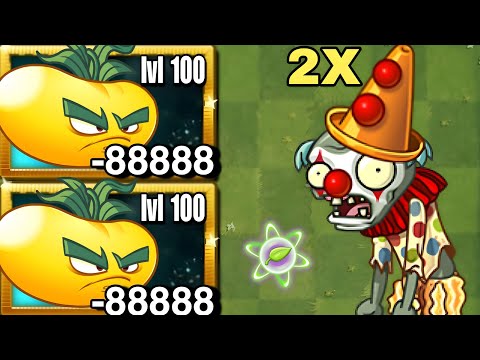 Pvz2 Challenge - Every plant with 5 plant food vs 2 carnie cone head zombie level 10