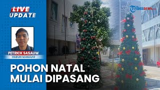 Jelang 25 Desember, Pohon Natal Mulai Dipasang di Area Trotoar Jalan Piere Tendean Manado Sulut