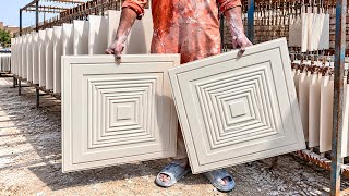 Gypsum Ceiling Tile Manufacturing Process | Mass Production of False Ceiling Tiles