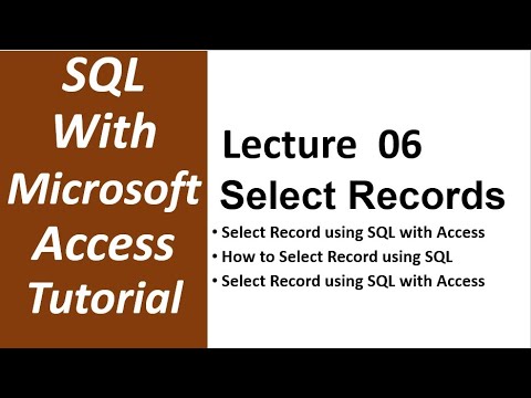 SQL with Microsoft Access 2016 | Select Query | Select All Record and Specific Record using SQL 06