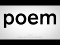 How To Pronounce Poem 