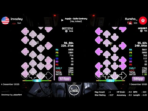 invadey vs Kureha_ | Azgaja - Quite Contrary [Yes, Indeed] - osu mania