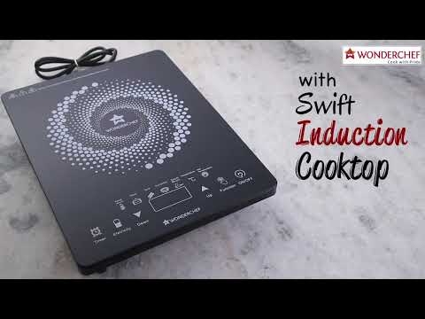 Swift Induction Cooktop with 8 Power Settings|2200 Watt Induction Cooktop| Pre-set Menus for Soups, Curries, Dals, Saute Masala|Crystal Glass Top Surface| LCD Digital Panel | Smart Touch Buttons|Compact & Portable Induction Cooktop| 2 Year Warranty