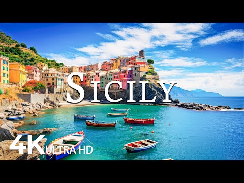 FLYING OVER SICILY (4K UHD) - Soothing Music Along With Beautiful Nature Video - 4K Video Ultra HD