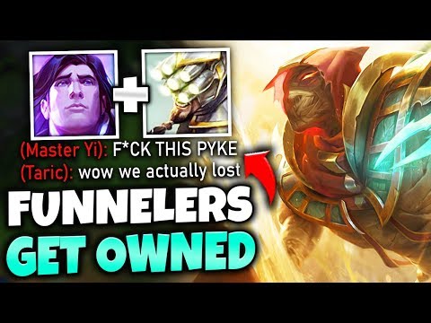 CHALLENGER PYKE MID DESTROYS BOOSTING FUNNEL COMP (TARIC + YI) - League of Legends