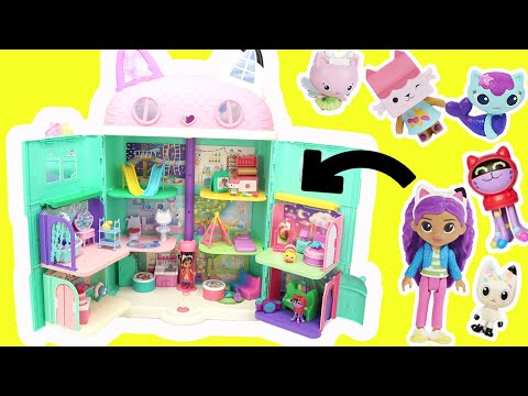 Gabby's Dollhouse Build with Gabby, Cakey, Pandy, Boxcat, Mercat, DJ Catnip, Kitty Fairy - YouTube
