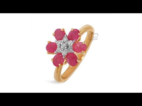9ct Gold 1.14ct Ruby & Diamond Daisy Dress Ring - Hatton Jewellers London