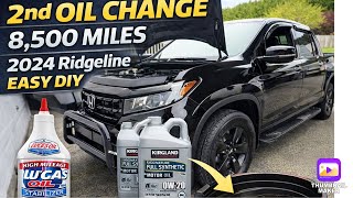 My 2nd Oil change at 8,500 miles. 2024 Ridgeline easy DIY. Lucas oil treatment and Costco oil used!