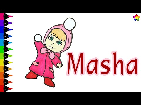 How to draw MASHA play snowball | DRAW FOR KIDS