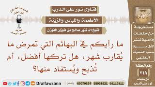 صورة ما رأيكم في البهائم التي تمرض ما يقارب شهر، هل تركها أفضل، أم تذبح ويستفاد منها؟ الشيخ صالح الفوزان