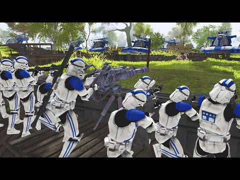 501st Clone TRENCH WALLS Defense Against DROID CHARGE! - Men of War: Star Wars Mod
