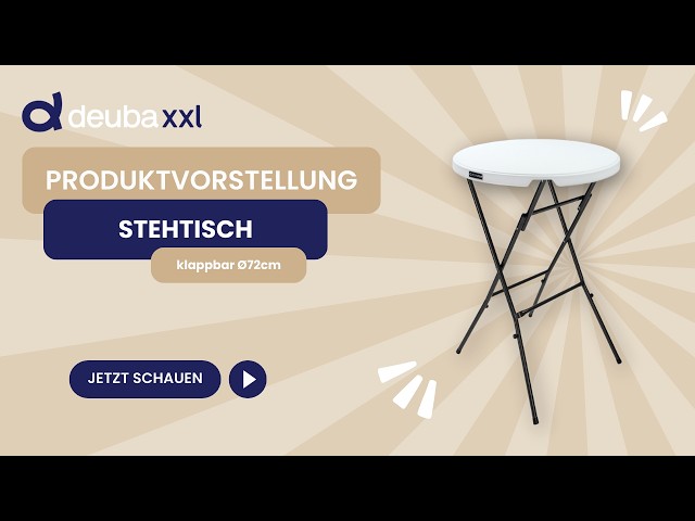 Vidéo teaser pour CASARIA® Stehtisch klappbar Kunststoff Ø72cm Weiß