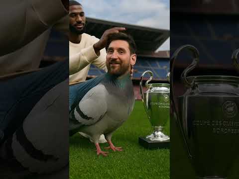 Messi at the Camp Nou with the UCL trophy #messi #lebronjames #barcelona #championsleague #pigeon