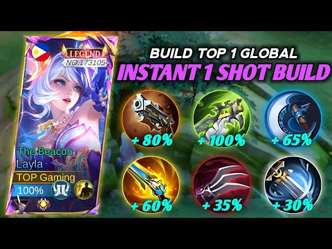 TOP GLOBAL LAYLA INSTANT 1 SHOT BUILD 2025!!😱 BEST BUILD & EMBLEM 2025 - MLBB