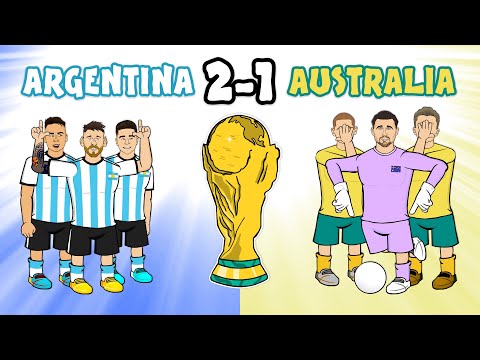 ARGENTINA vs AUSTRALIA 2-1 (World Cup 2022 Cartoon Messi Alvarez Goals Highlights)